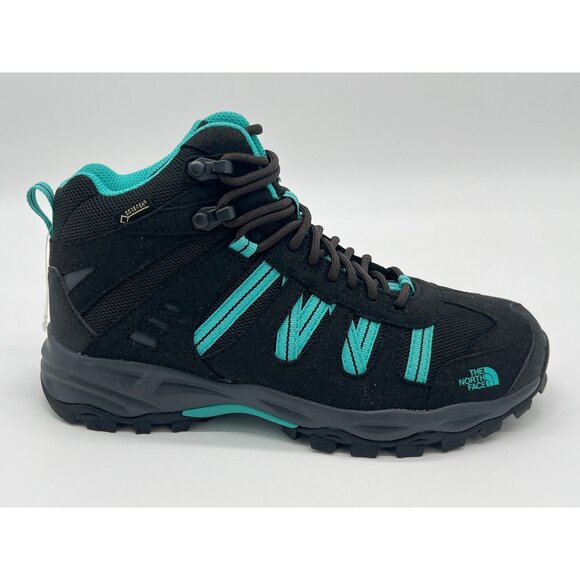 The North Face Womens Size 7 single Waterproof Hiking Boot Black/Turquoise Suede - Picture 2 of 8